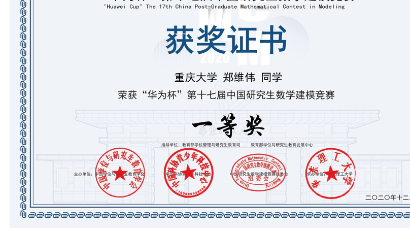 China Post-Graduate Mathematical Contest in Modeling (First Prize)