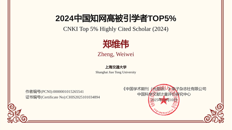 CNKI Top 5% Highly Cited Scholar (2024)